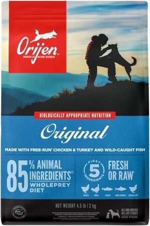 Orijen Original premium dog food with 85% animal ingredients