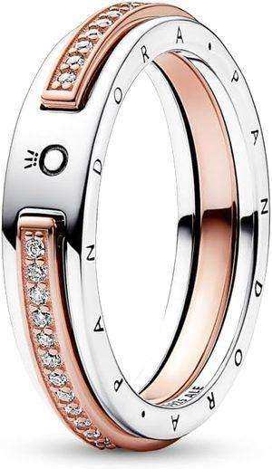Pandora Moments Two-Tone Sparkling Band Ring
