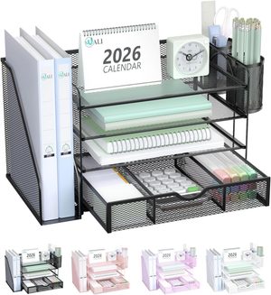 WALI 4-tier metal mesh desk organizer